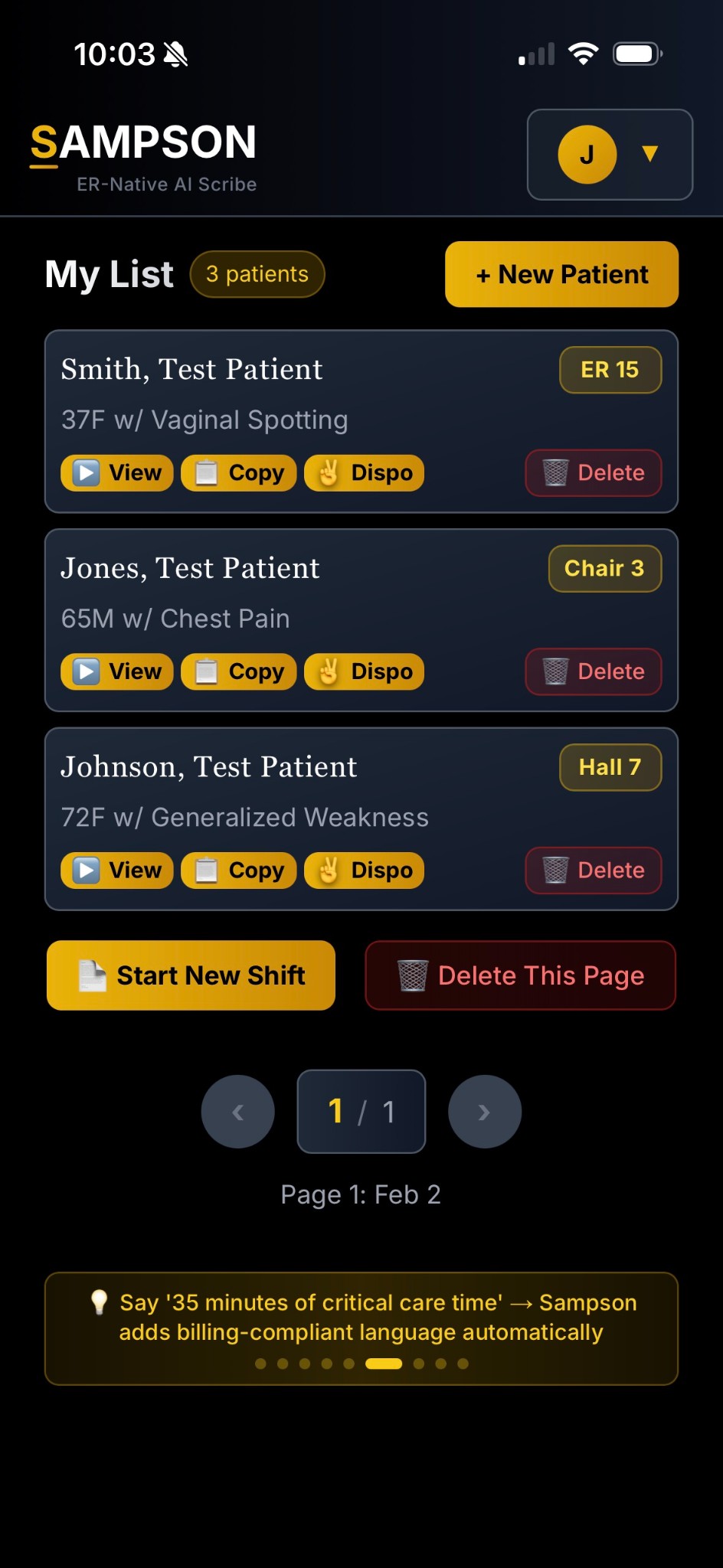 Your shift at a glance